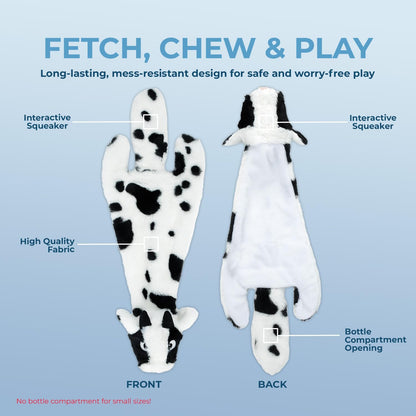 Best Pet Supplies Squeaky Dog Toys with Soft Durable Fabric for Small, Medium and Large Pets Interactive Toy for Indoor Play, Supports Active Biting and Play - Cow, Monkey, Large