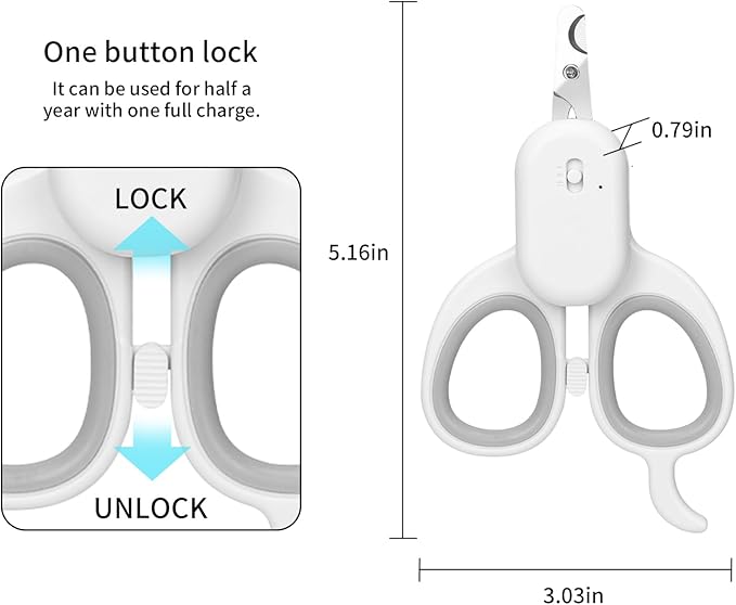 PAKEWAY Pet Nail Clipper with LED & -U-V Light, Cat Claw Trimmer with Ultra Bright LED Light for Nail Bloodline to Avoid Over Cutting, Sharp Angled Blade Grooming Tool for Dog Cat Rabbit Small Animals