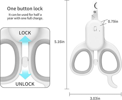PAKEWAY Pet Nail Clipper with LED & -U-V Light, Cat Claw Trimmer with Ultra Bright LED Light for Nail Bloodline to Avoid Over Cutting, Sharp Angled Blade Grooming Tool for Dog Cat Rabbit Small Animals