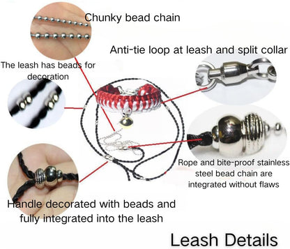 Squirrel Traction Rope Strap Anti-Biting Chain Rope, Small Animal Walking Collar Harness with Lead Leash for Hamster Gerbil Rat Mouse Ferret Chinchilla (Blue)