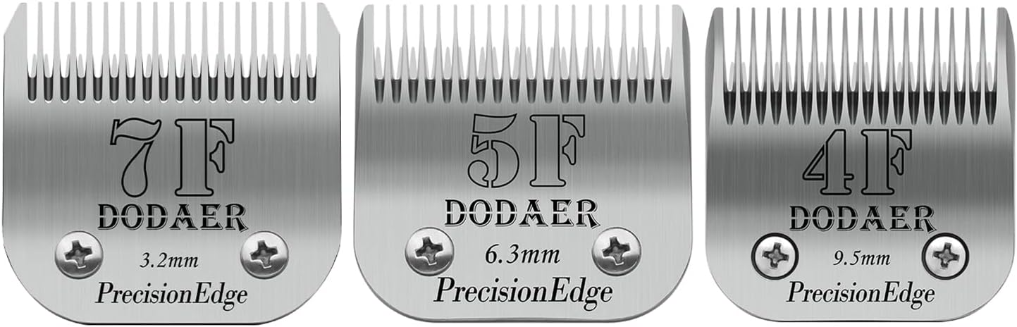 Size 7F/5F/4F Detachable Pet Dog Grooming Blades of Stainless Steel,Compatible with Andis,Oster A5,Wahl KM10 Series,3 Count