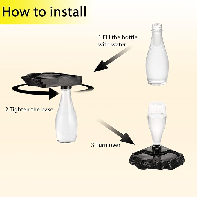 Automatic Reptile Water Dish 13.5Oz Reptile Water Bowl Bearded Dragon Leopard Gecko Snake Lizard Terrarium Tank Accessories… (Black)