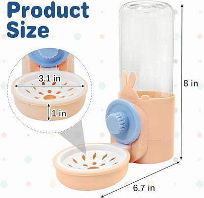 kathson Rabbit Water Dispenser for Cage 17 Oz Hanging Guinea Pig Water Bottle No Drip Gravity Automatic Bunny Water Bottle No Leak Small Animal Water Bottle for Chinchilla Ferret Hamster (Pink)