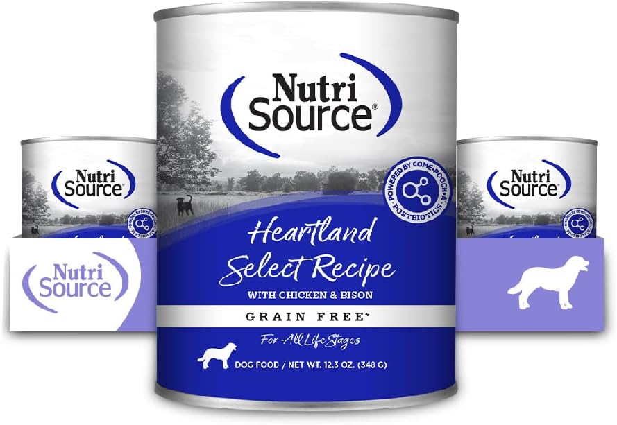 NutriSource Grain Free Heartland Select Recipe Dog Food, Premium Wet Dog Food, 12.3 Ounce (Pack of 12)