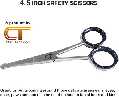 CT Pet Cat Dog Grooming Scissors Kit - 6 & 4 inch Hair Cutting Scissors Set, Japanese Stainless Steel Curved Blades with Safety Round Tips for Your Beloved Pets