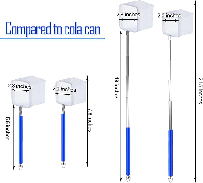 4 Pieces Fish Tank Shrimp Net Extendable Handle Shrimp Net Stainless Steel Small Aquarium Catch Mesh with Adjustable Handle for Aquarium Fish Tank Pond