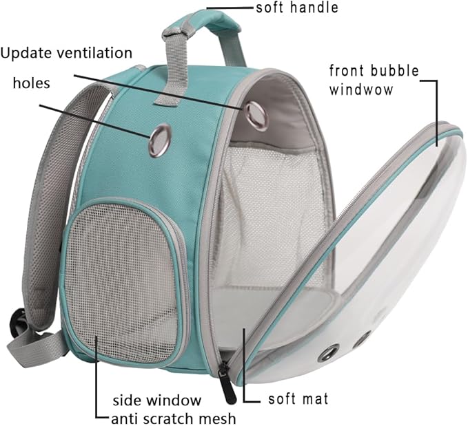 Bearded Dragon Travel Backpack with Harness and Leash Set,Lizard Backpack Travel Carrier,Space Capsule Clear Bubble Window Astronaut Reptile Carrier Backpack for Kids, Airline Approved