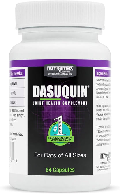 Nutramax Laboratories Dasuquin Joint Health Supplement for Cats - With Glucosamine, Chondroitin, ASU, Boswellia Serrata Extract, and Green Tea Extract, 84 Capsules