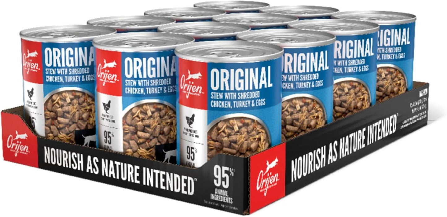 ORIJEN Real Meat Shreds Wet Dog Food Original Stew Recipe 12.8oz Cans (12 Count)
