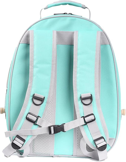 Bird Traval Carrier Cage, Multi Vent Holes Clear Space Capsule Astronaut Backpack to Carry Parakeet Cockatiel Parrot with Metal Tray Wood Perch, Vet Transport Book Bag