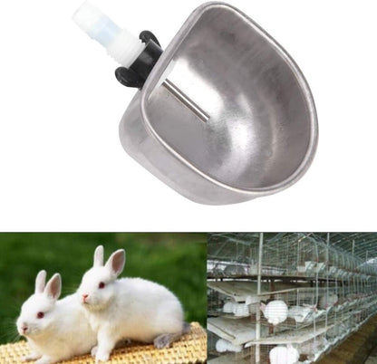 Rabbit Water Bowl, Stainless Steel Rabbit Water Dispenser, 2.6 x 1.1in Removable Hanging Pet Cage Water Bowl for Squirrels, Chinchilla, Hamster and Other Small Pets