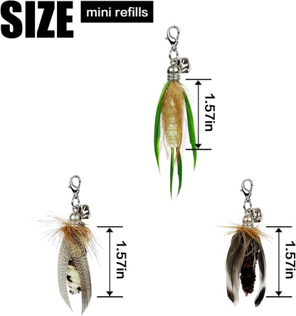 TTcat Cat Feather Toys, 3 Pcs Mini Insects Refills, Cat Toys Replacement Feathers for Cat Kitten Wand