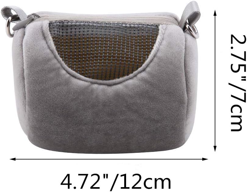 Wontee Dwarf Hamster Carrier Bag Portable Cylinder Warm Outdoor Bag with Adjustable Single Shoulder Strap (Grey)