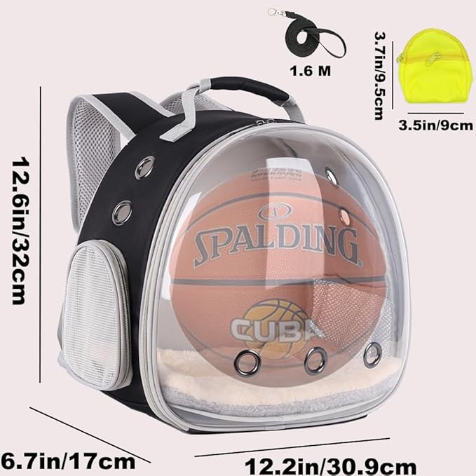 Portable Guinea Pig Backpack with Small Bag Harness and Leash Set, Space Capsule Bubble Pet Carrier Cage Travel for Rabbit, Bearded Dragon, Sugar Glider (Yellow, Backpack+Bag)