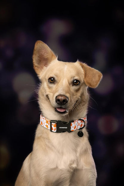 DOGWONG Halloween Pumpkin Dog Collar, Cotton Fall Dog Collar Cute Comfortable Fall Dog Collars Thanksgiving Necklace for Small Girl Boy Puppy Dogs