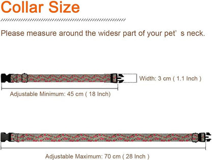 Red Rose Flower Leopard Pet Collar Cat Dog Neck Strap Quick Release Buckle Adjustable Female Male Puppy Corgi