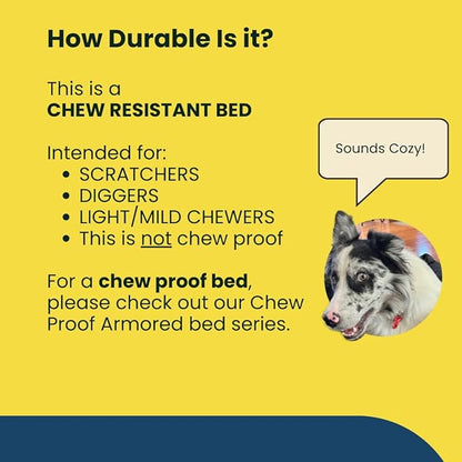 K9 Ballistics Tough Ripstop Oval Bolster Dog Bed, Calming Round Den Shape, Scratch Resistant, Machine Washable - Large, Titanium Premium Finish