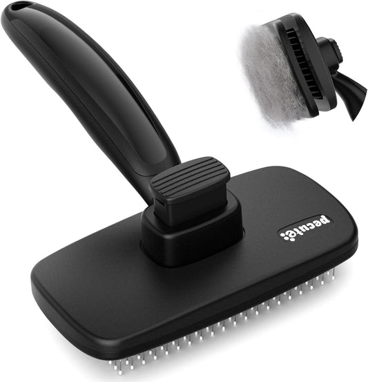 Pecute Self-Cleaning Slicker Brush for Dogs, Cats, Lightweight Dog Brush for Shedding Massaging Grooming, Cat Brush Gently Removes Loose Fur Undercoat for Dogs Cats Rabbits of All Hair Types