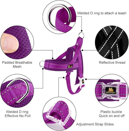 Plutus Pet No Pull Dog Harness with Breathable Mesh Padded, Adjustable Reflective Escape Proof Dog Harness, Quick Fit Dog Vest Harness for Small Medium Large Dogs(XS, Purple)