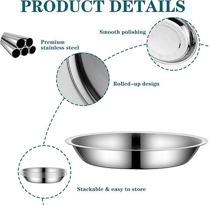 4Packs Cat-Bowls Cat Food Bowl - 6.1 Inch Stainless Steel Cats Feed Bowl for Indoor Cats Shallow and Wide Wet Food Plate Pet Feeding Whisker Fatigue Relief Pet Plate for Kitten Puppy Small Dog