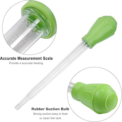 Coral Feeder SPS HPS Feeder with Extension Tube, Aquarium Long Syringe Dropper Pipette Turkey Baster for Marine Fish Feeding (Green/Extendable)