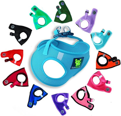 EcoBark Step in Dog Harness - Eco-Friendly Dog Harnesses for Small and Medium Breed Dogs - Reflective and Adjustable Body Halter Vest - Soft Mesh Toy Breed Harness (Blue, Large)