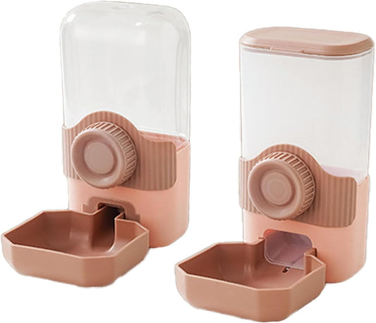 Automatic Gravity Pet Feeder Water Dispenser with Adjustable Hanging Hook - Large Capacity for Small/Medium Animals (Guinea Pigs, Cat, Rabbits, Hedgehogs, Birds) (Pink, 35oz)