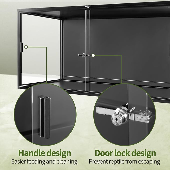 68 Gallon Reptile Tank, Large Terrarium for Bearded Dragons, Snakes, Leopard Geckos, Sliding Door & Top Ventilation, 48" x 18" x 18" Easy-to-Maintain Reptile Enclosure