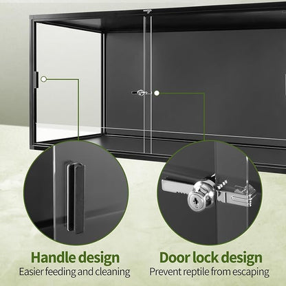 50 Gallon Reptile Tank, Large Terrarium for Bearded Dragons, Snakes, Leopard Geckos, Sliding Door & Top Ventilation, 36" x 18" x 18" Easy-to-Maintain Reptile Enclosure