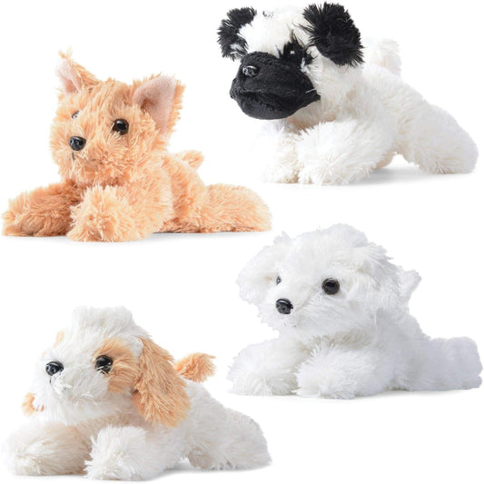PREXTEX Stuffed Puppies - Set of 4 Cute Dog Toy Stuffed Animals for Girls and Boys - 6 Inch Small Plushies - Plush Dogs Stuff Animals for Puppy Party Favors - Small Stuffed Animals Puppy Toys for Kids