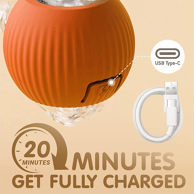 Rocfish Durable Interactive Cat Toys for Indoor Cats, Smart Automatic Cat Chase Ball Toy, Upgraded Speedy Tail Kitten Toy for Bored Indoor Adult Pets (Orange)