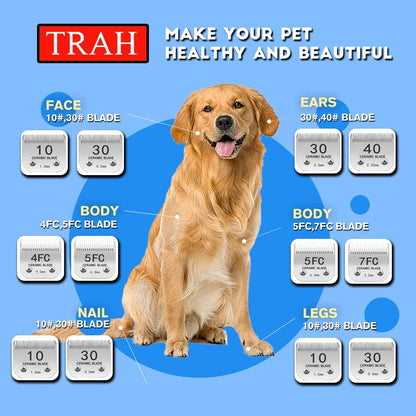 TRAH 3-3/4FC Blade Dog Grooming Clipper Replacement Blades Compatible with Andis Dog Clippers,Most A5, Wahl KM Series Clippers,Detachable Ceramic Blade,Size-3-3/4FC, 1/2-Inch Cut Length (13mm) Silver