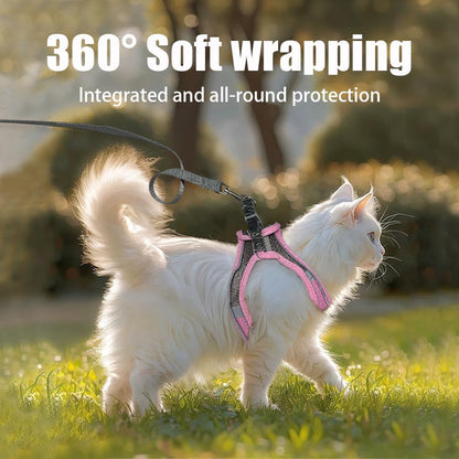 No Pull Dog Harness with Leash Set - Adjustable Reflective Step-in Puppy Vest for Small Medium Dogs & Cats, Pink S - Escape Proof Soft Mesh Comfort Harness for Walking, Choke Free Pet Safety