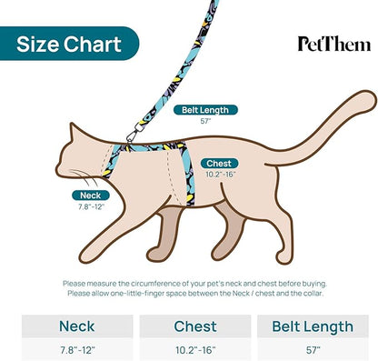 Cat Harness and Leash Set - Escape Proof Adjustable Cat Harness, Comfortable Soft Lightweight, Use Safe & Easy, Walking Travel Kitten Harness for Small Medium Large Cats (Blue Butterfly Magic)