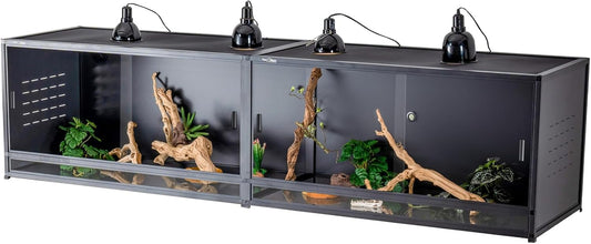 PVC Reptile Enclosure 8x2x2FT Large Reptile TerrariumTempered Glass Doors Habitat 240 Gallon for Bearded Dragon Gecko Lizard Snake, Wide Breeding Lounge Vivarium Area with Combination Lock