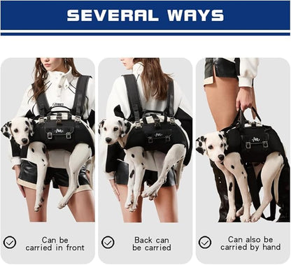 FCT Dog Backpack Carrier - Spine-Friendly for Small to Midium Dogs (8-18 lbs), Horizontal Design Dog Carrier with Adjustable Back Straps,Legs-Out Comfort for Travel/Hiking/Cycling (Black, Size M)