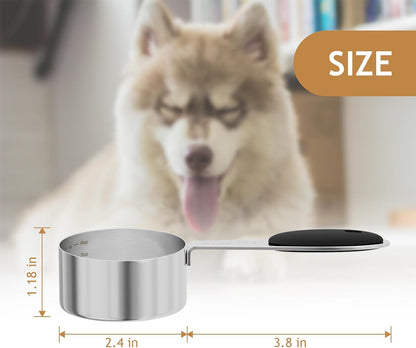 1PCS 1/3CUP(79ml) Dog Cat Food Scoop, Stainless Steel Measuring Cup, Metal Pet Scooper with Inner Precision Scale Measurement