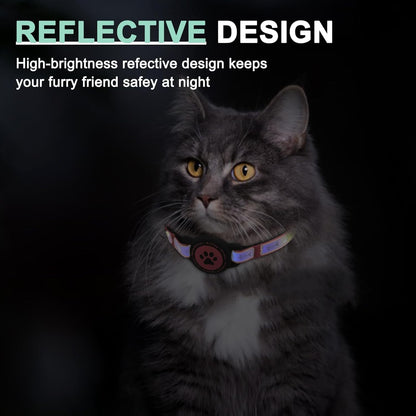 Airtag Cat Collar Breakaway, Reflective Cat Collar with AirTag Holder and Bell, Compatible with Apple Air Tag, Comfortable Padding, Adjustable, Durable (Pink, XS)