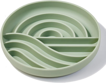 OHMO Slow Feeder Dog Bowls (Sunrise, Sage Green) Enrichment Toy Soft Silicone Food Safe Feeding Bowl Non Slip Suction Cup for All Breed Pet, Cat Slow Down Eating Dishes, Boredom and Anxiety Reducer