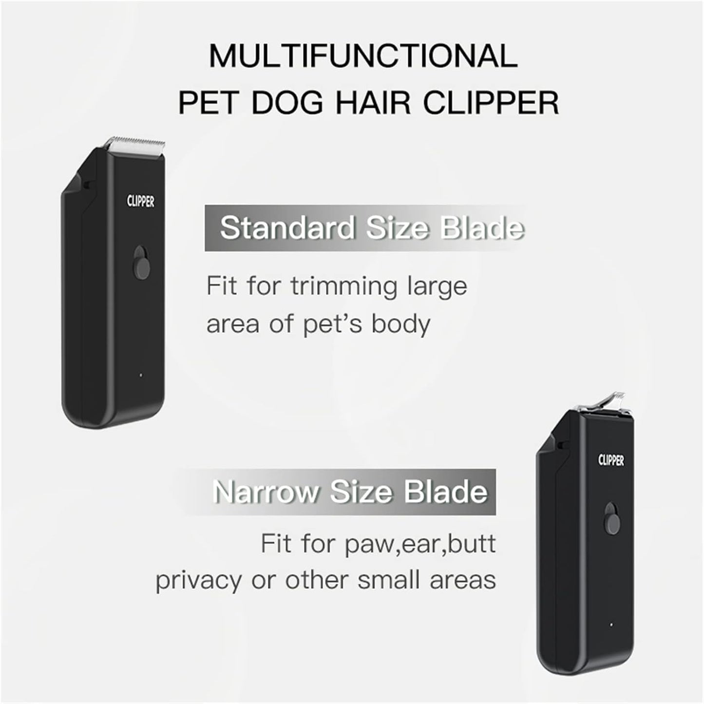 2-in-1 Professional Dog Grooming Kit - Low Noise, Waterproof, USB Rechargeable, and Safe Ceramic Blade - Gift for Dogs and Cats (Black)