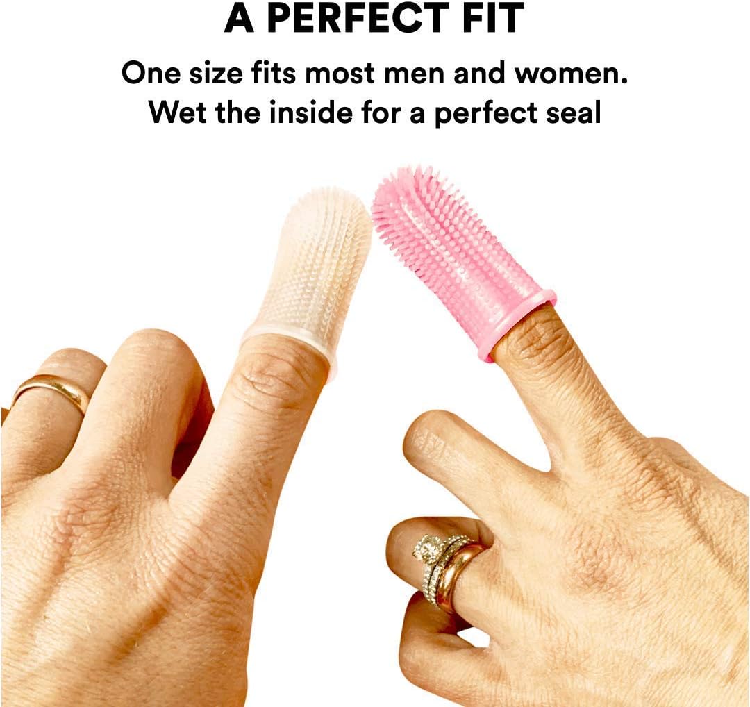 Jasper Dog Toothbrush, 360 Degree Dog Tooth Brushing Kit, Cat Toothbrush, Canine Dental Care & Teeth Cleaning Kit, Pet Finger Tooth Brush, Use with Pet Toothpaste, 2-Pack Clear