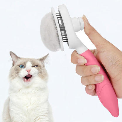Cat Grooming Brush, Pets Skin Friendly Self Cleaning Slicker Massage Brushes for Shedding Dogs Cats Hair Gentle Remove Loose Undercoat with Long or Short Hairs for All Fur Type- UPGRADED (pink)