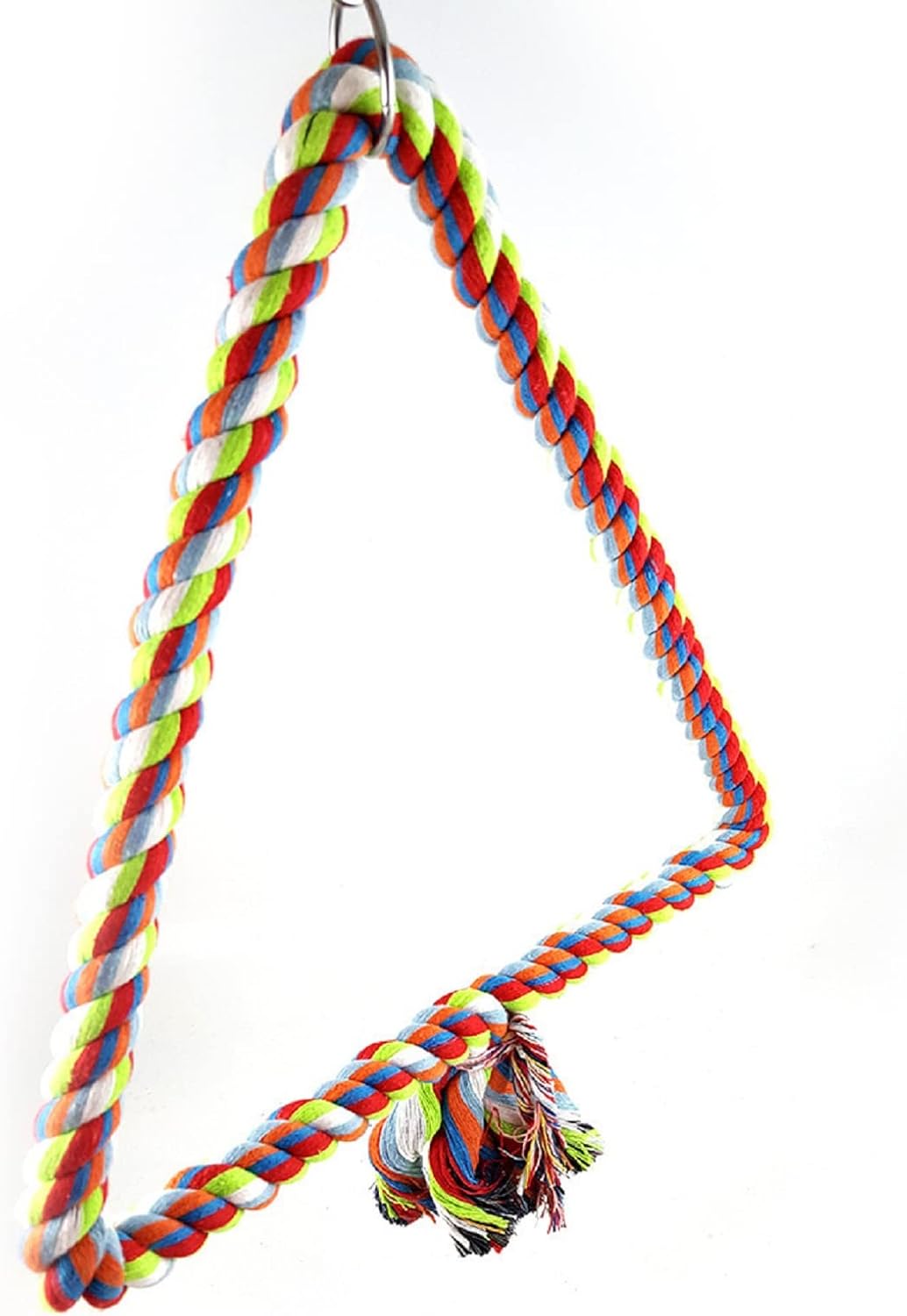 Spoiled Pet® Large Triangle Bird Rope Swing Perch - All Natural Materials - Safe to Climb and Chew - Bird Cage Toy Accessory - Great for African Grey Parrots, Cockatiels, Parakeets, Cockatoos