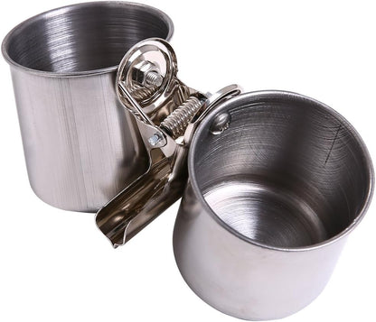 QBLEEV Bird Water Feeder Dishes Bird Bowl for Cage Coop Cups Parrot Food Hanging Pet Animal Stainless Steel Birdcage Bowls Feeding Perches Play Stand with Clamp