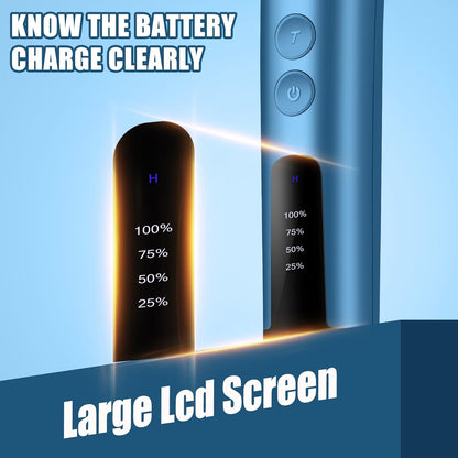 Professional Animal Pet Dog Cat and Horse Cordless Hair Clipper Grooming Kit with 5 in 1 Blade Low Noise & High Power Rechargeable Cordless Pet Grooming Clipper for for Thick Heavy Coats (Blue)