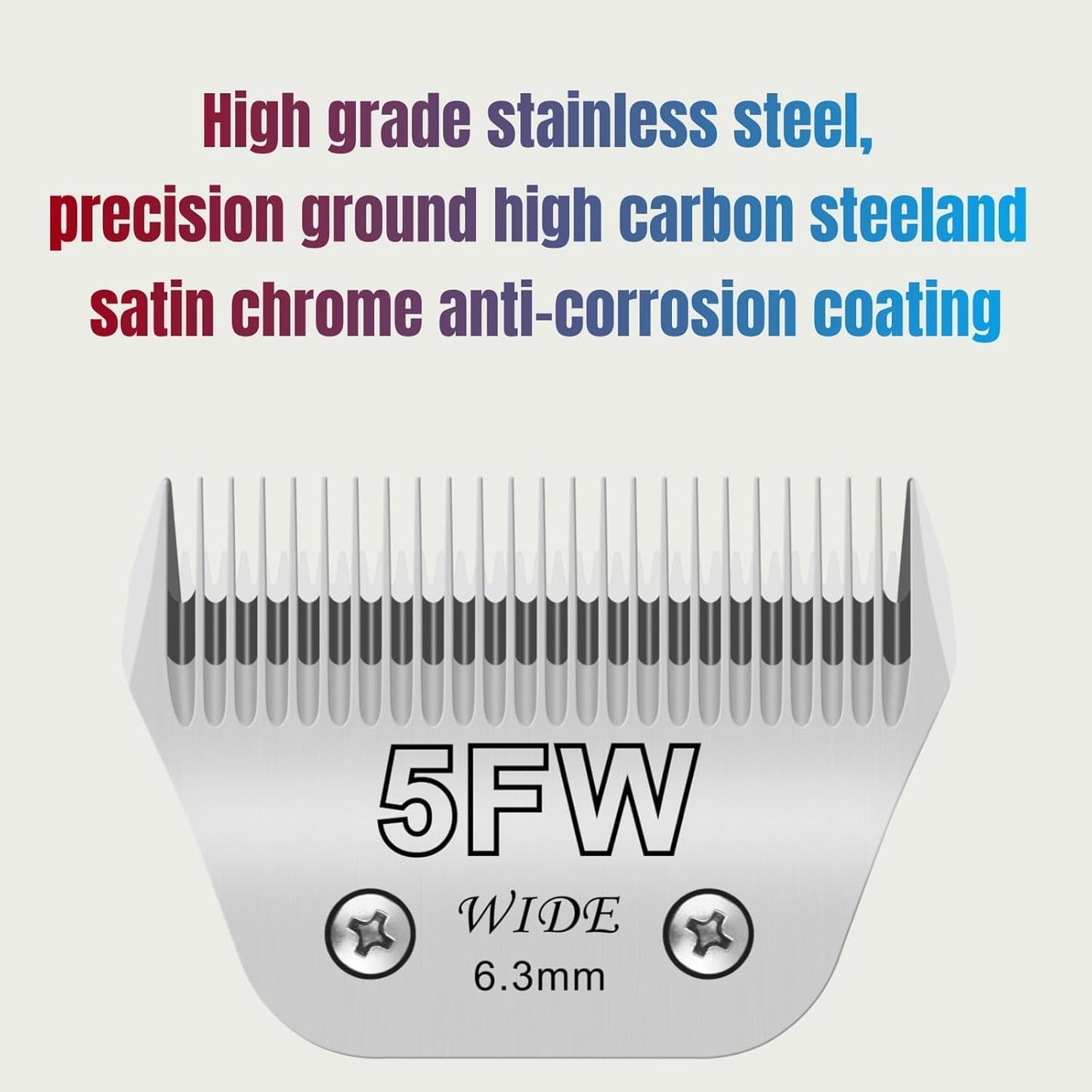 7FW+5FW+4FW Wide Blades for Dog Grooming, Compatible with Ainds, Oster A5, Wahl Km10 and Other Series Clippers, Cut Length 1/8"(3.2mm) to 3/8" (9.5mm), Fit for Larger Animals
