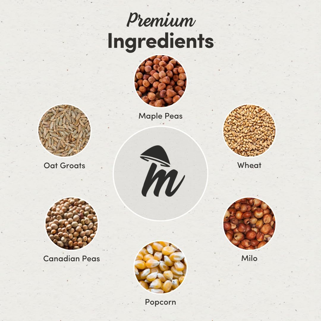 Mycelium Organic Racing Pigeon Food (5 LB Bag) | High-Protein Bird Seed with Vitamin Premix | Supports Endurance, Muscle Recovery & Flight Performance | Non-GMO, No Fillers, Made in USA