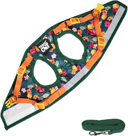 Travel Cat Harness and Leash Set - Adjustable Fit Mesh Cat Harness and Reflective Strap - Comfort Walking Vest for Kitten for Outdoor Walking, Hiking (Small, Hawaiian)