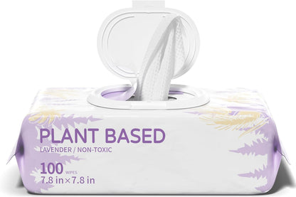 100 PCS Dog Wipes for Paws and Butt Hypoallergenic Pets Cleansing & Deodorizing Anal Gland Hygienic Puppy Wipes for Dogs Face and Body Wipes Cleaning Fur Doggie Wipes Doggy Wipes (Lavender)