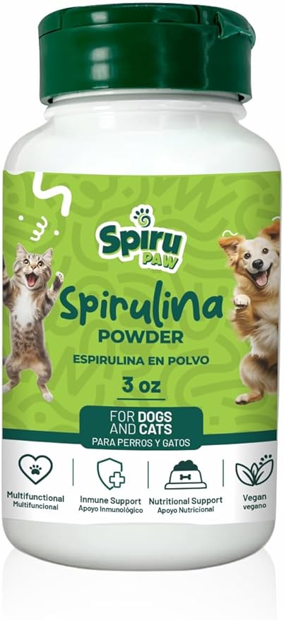 Spirulina-Based Powder for Pets Produced in The Atacama Dessert - Natural Supplement Nutrient-Rich, Essential Amino Acids & Prebiotics - 3 oz